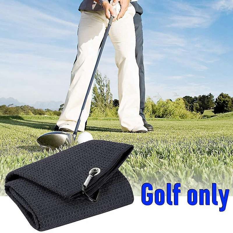 2 Pcs Sports Towel Golf Towel with Hook and Loop(black + Gray)