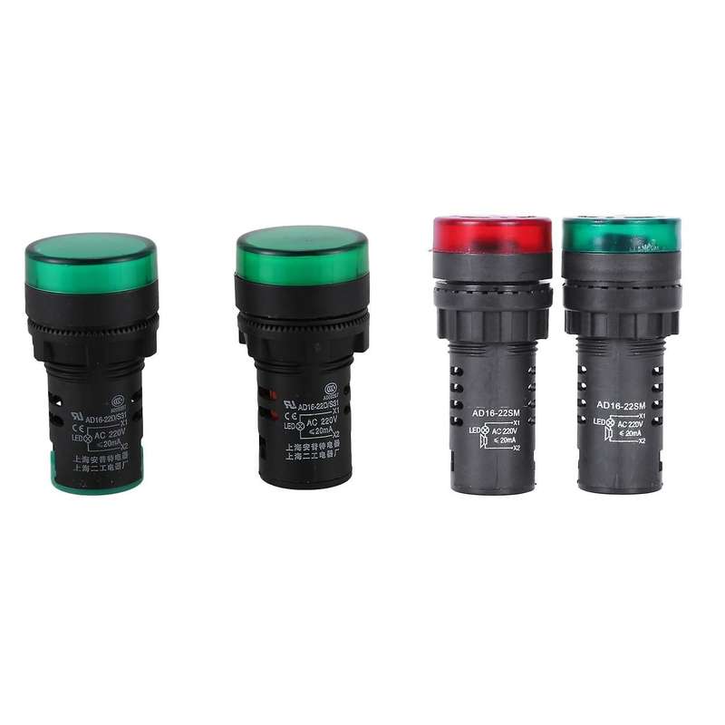 2 Pcs Red/green Led Buzzer Beep 22mm Ac 220v Ad16-22sm