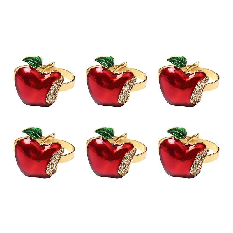 Napkin Rings Set Of 6, Red Apple Napkin Ring for Wedding,dinner Party
