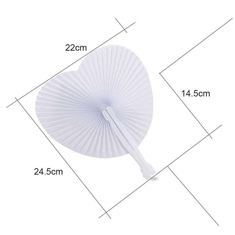 60pcs Eventail Blanc Papier Rond Coeur Decoration Mariage Fete Cadeau