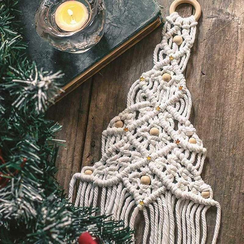 Macrame Tapestry Woven Christmas Tree Hanging Pendant Wall Decoration