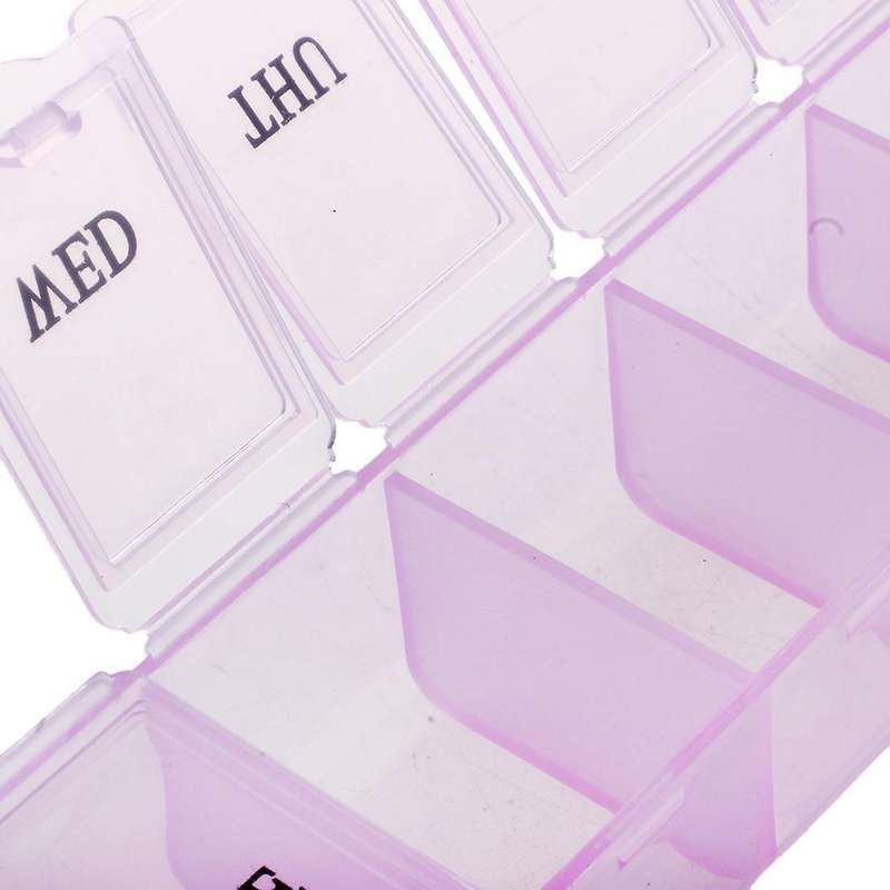 7 Day Weekly Pill Box Organizer Medicine Compartments Vitamin Storage Travel Kit 1pcs Pink