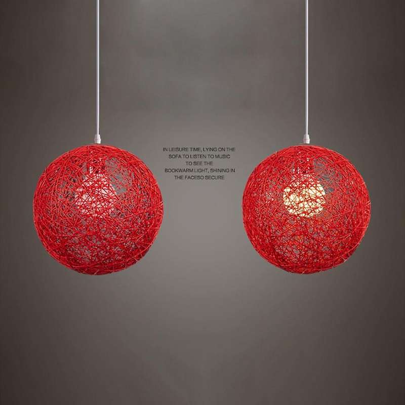 Red Bamboo, Rattan Chandelier Spherical Rattan Nest Lampshade
