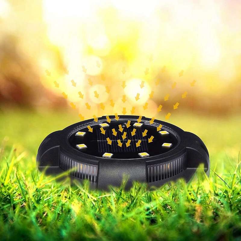 Solar Ground Lights Led Solar Lights for Patio Lawn Pathway Path Yard Black