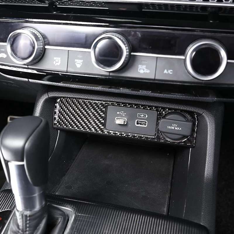 Carbon Fiber Car Usb Charging Switch Knob Panel Frame Trim Interior