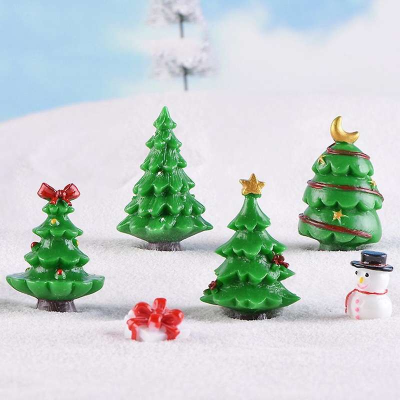 7pcs Mini Christmas Tree Ornaments Micro-landscape for Home Decor
