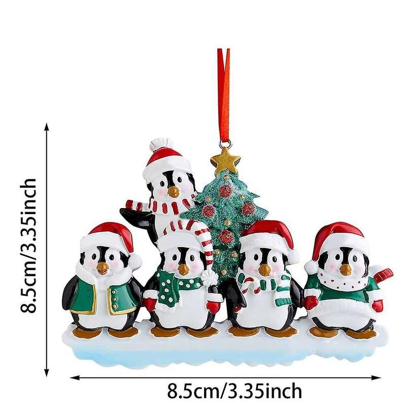 Personalized Penguin Family Christmas Tree Ornament (family Of 5)