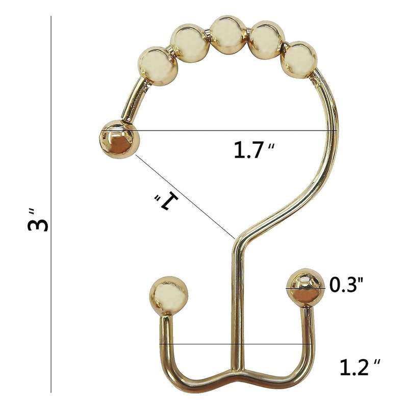 Shower Curtain Rings Hook Set Of 12,rust Proof Double Glide Roller