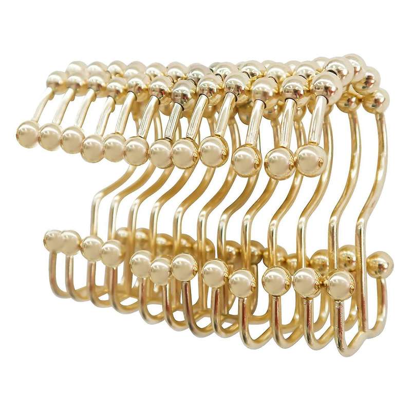 Shower Curtain Rings Hook Set Of 12,rust Proof Double Glide Roller