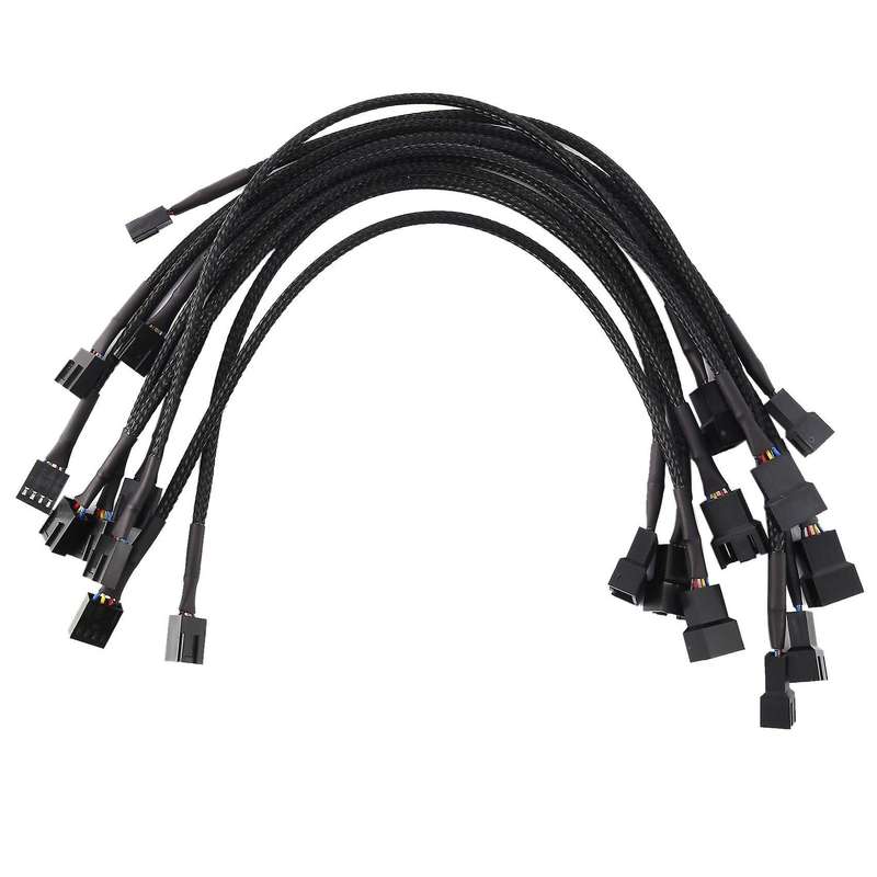 10pcs 4 Pin Pwm Fan Extension Power Cable Connector Case