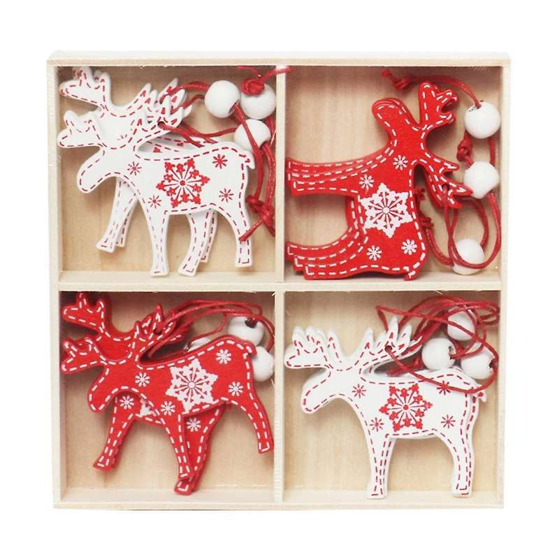 Christmas Pendant, Wooden Angel Elk Pattern Ornaments Decoration, B
