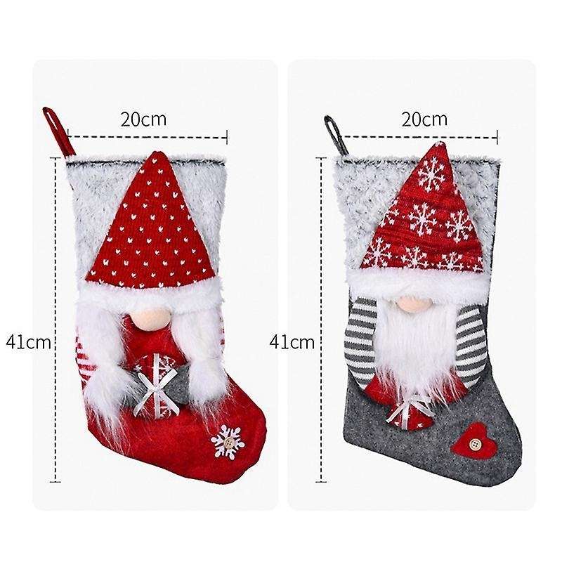 Gnomes Santa Christmas Stockings for Family Christmas Decoration - A