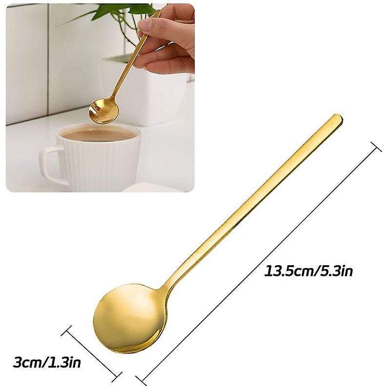 8 Packs, Gold-plated Stainless Steel Coffee Spoon, for Coffee Sugar