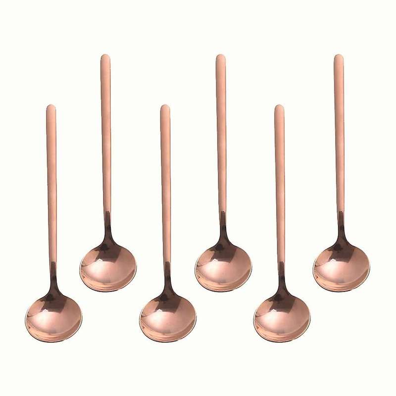 Stainless Steel 6pcs Espresso Spoons for Sugar Antipasto (rose Gold)