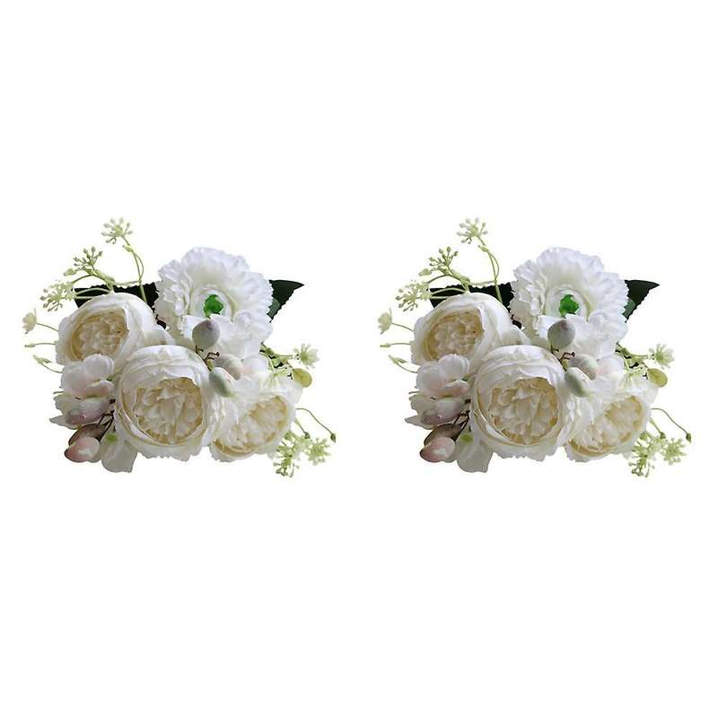 2pcs Artificial Peony Flower Bouquet,for Party Home Decor(white)