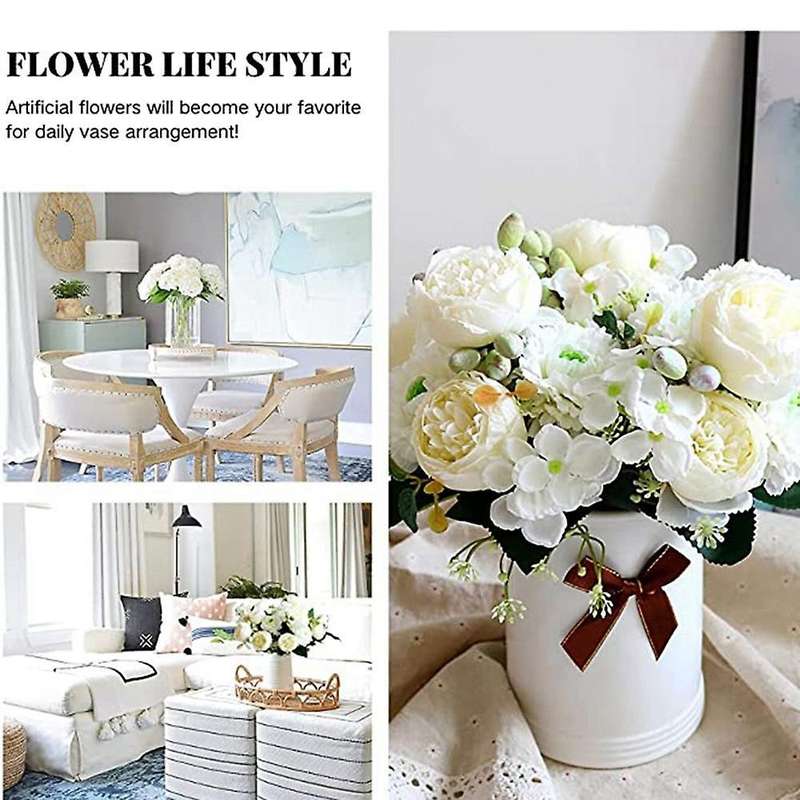 2pcs Artificial Peony Flower Bouquet,for Party Home Decor(white)