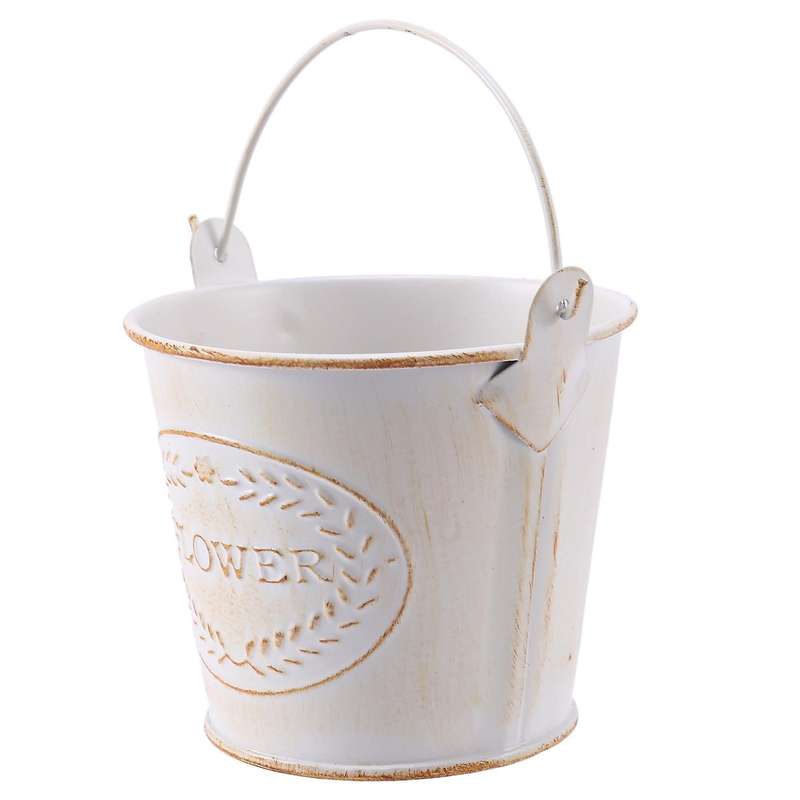Shabby Chic Iron Flower Buckets Plants Planter Pot Bucket