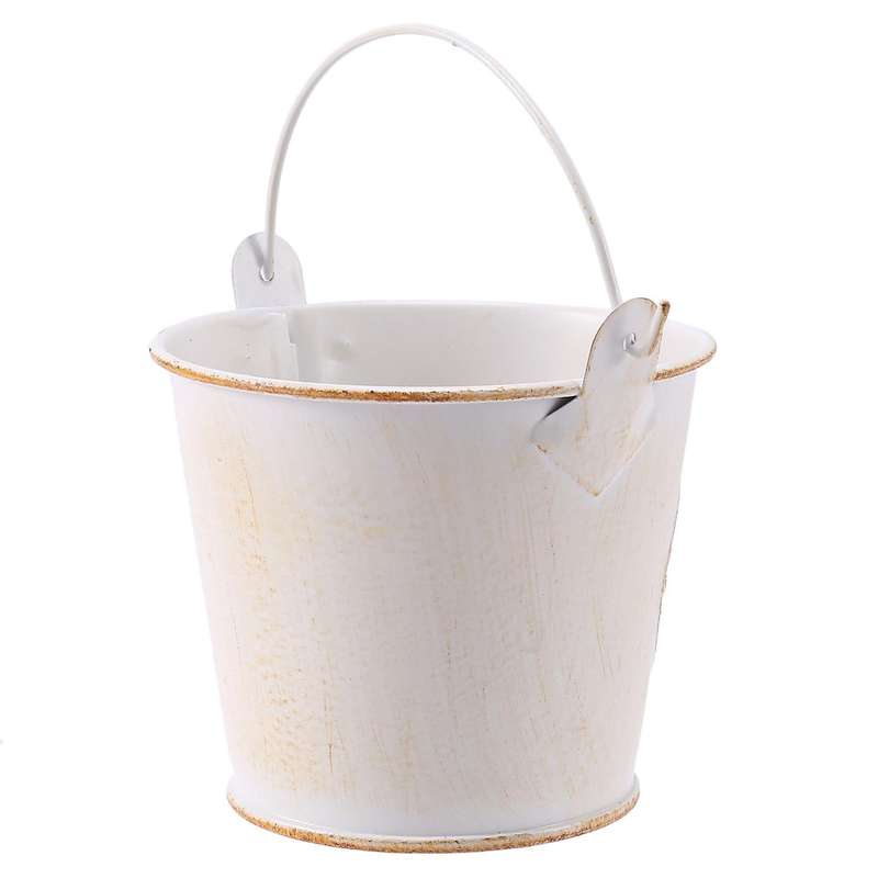 Shabby Chic Iron Flower Buckets Plants Planter Pot Bucket