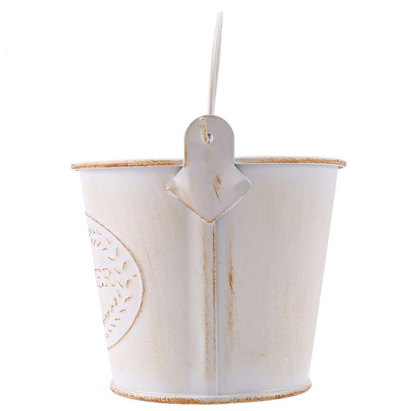 Shabby Chic Iron Flower Buckets Plants Planter Pot Bucket