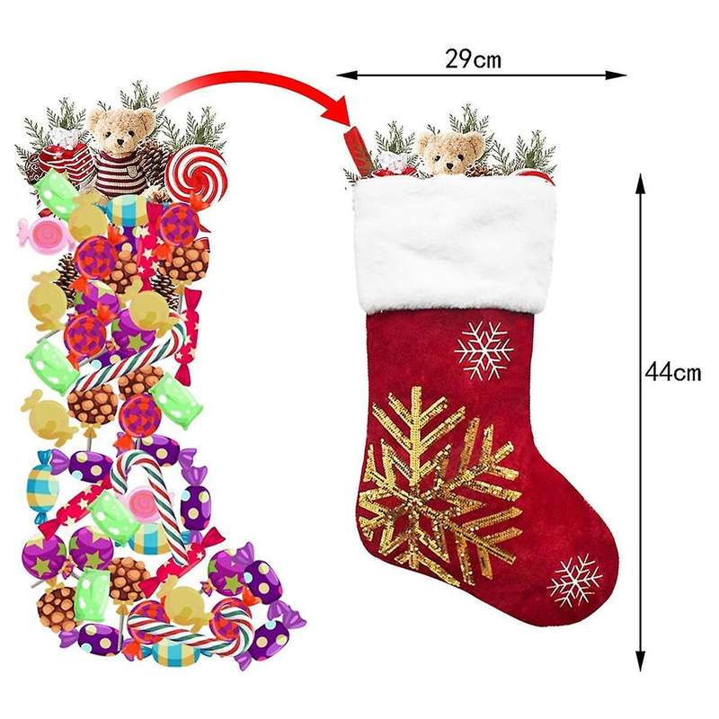 Christmas Socks Gift Bag Flannel Embroidery Christmas Socks Deer