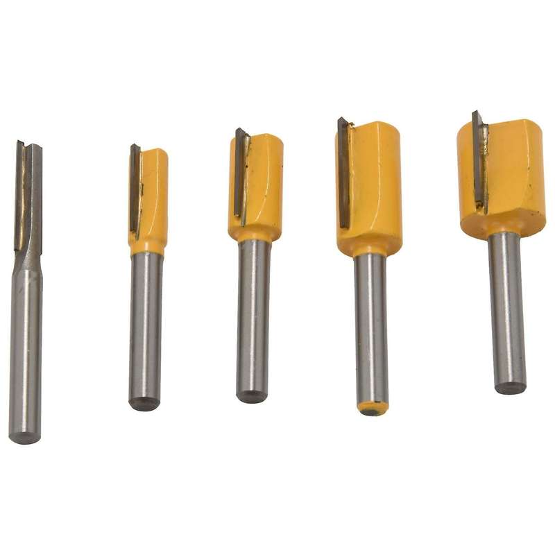 Set Of 5 Piece Straight Dado Router Bit Set(yellow)
