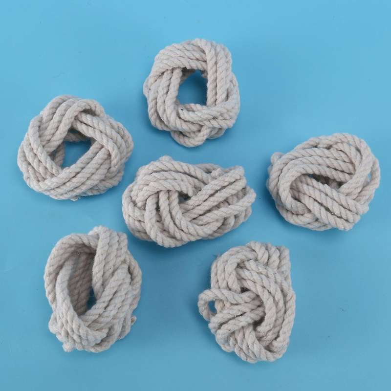 6pcs Natural Napkin Loop Cord Woven Napkin Buckle Corded Napkin Loop