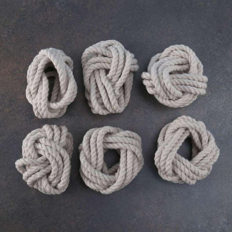 6pcs Natural Napkin Loop Cord Woven Napkin Buckle Corded Napkin Loop