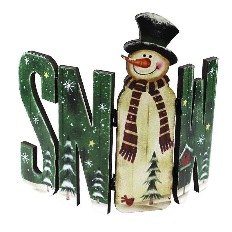 Wooden Letter Table Ornaments Santa Claus Snowman Pattern (green)