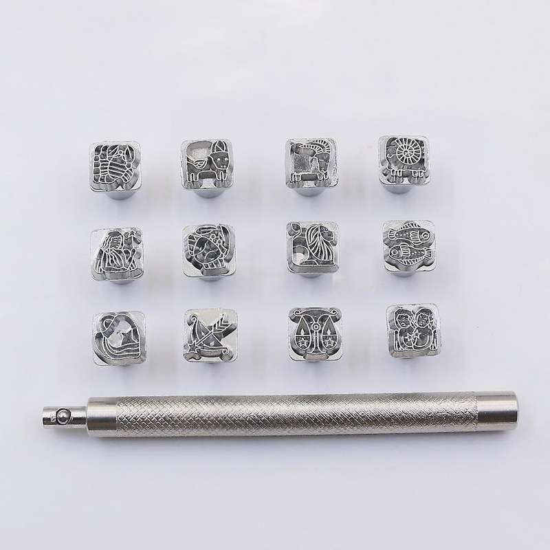 12pc Constellations Pattern Stamping Punch Tool for Diy Leather Craft