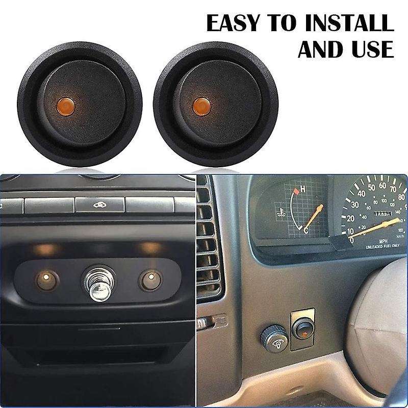 10pcs Spst Round Dot Switch 20a for Car Or Boat with Led,yellow Light