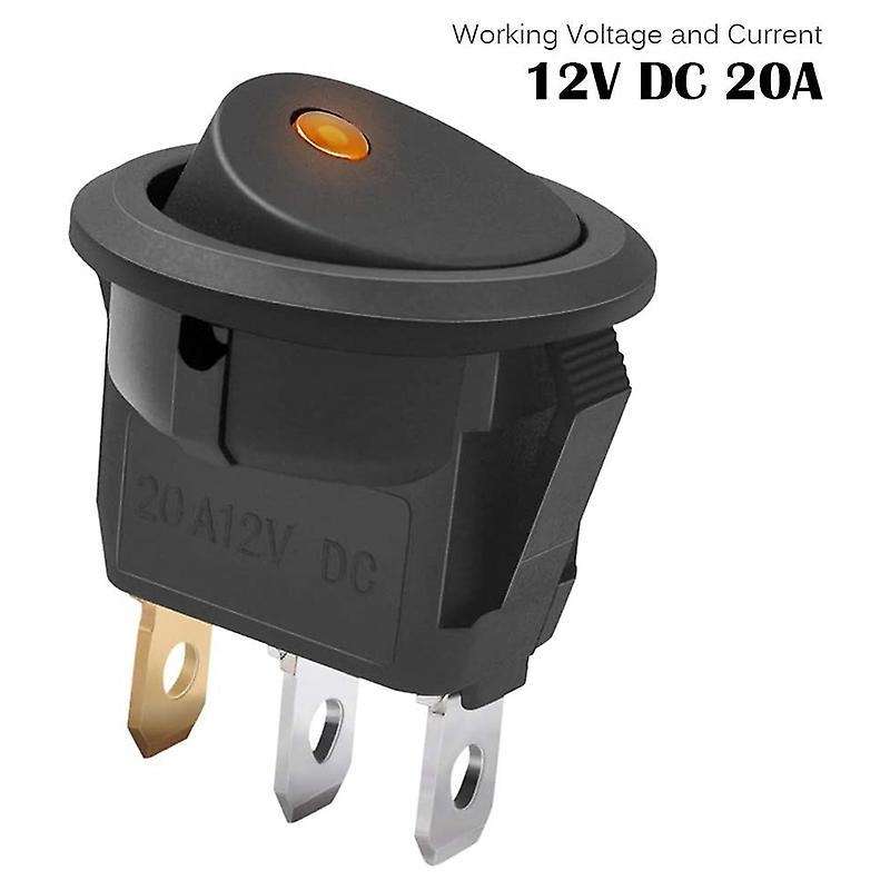 10pcs Spst Round Dot Switch 20a for Car Or Boat with Led,yellow Light