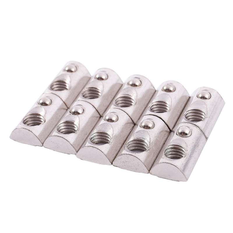 10x M8 Female Thread Roll-in Ball Spring T Slot Nut Silver