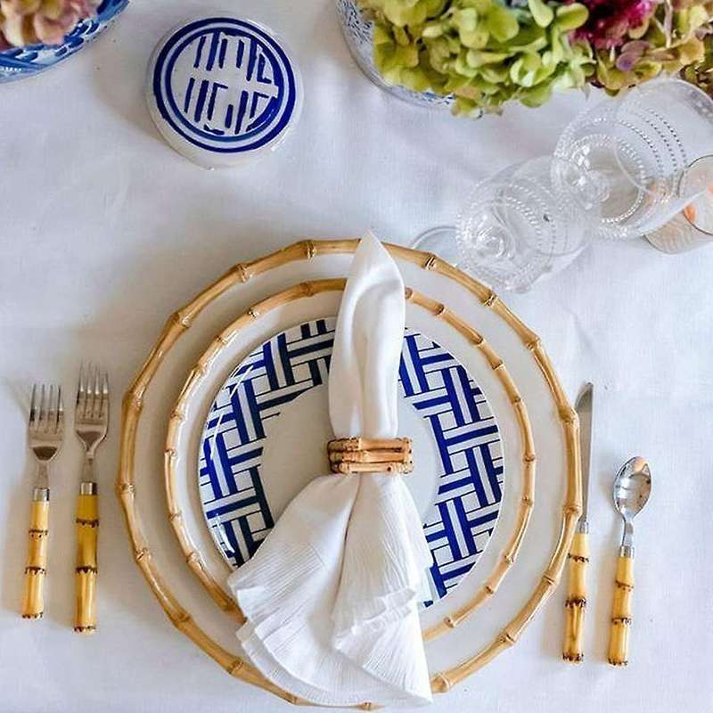 Wood Bamboo Napkin Rings Set Of 4, Napkin Holder Table Decorations