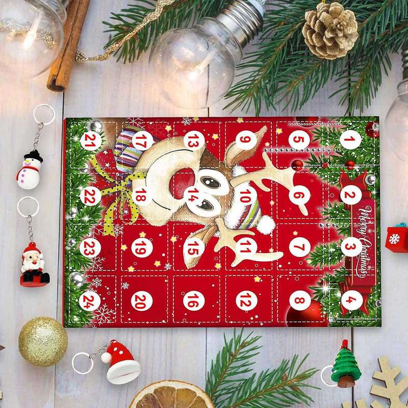 Christmas Advent Calendars Keychain Ornaments Decoration for Kids