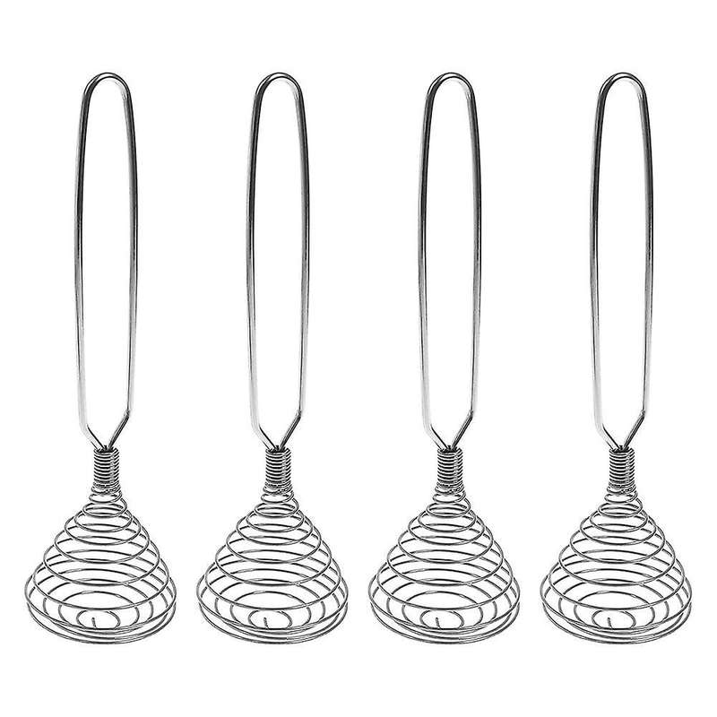 4 Pieces Stainless Steel Spring Whisk, Hand Push Blender for Home