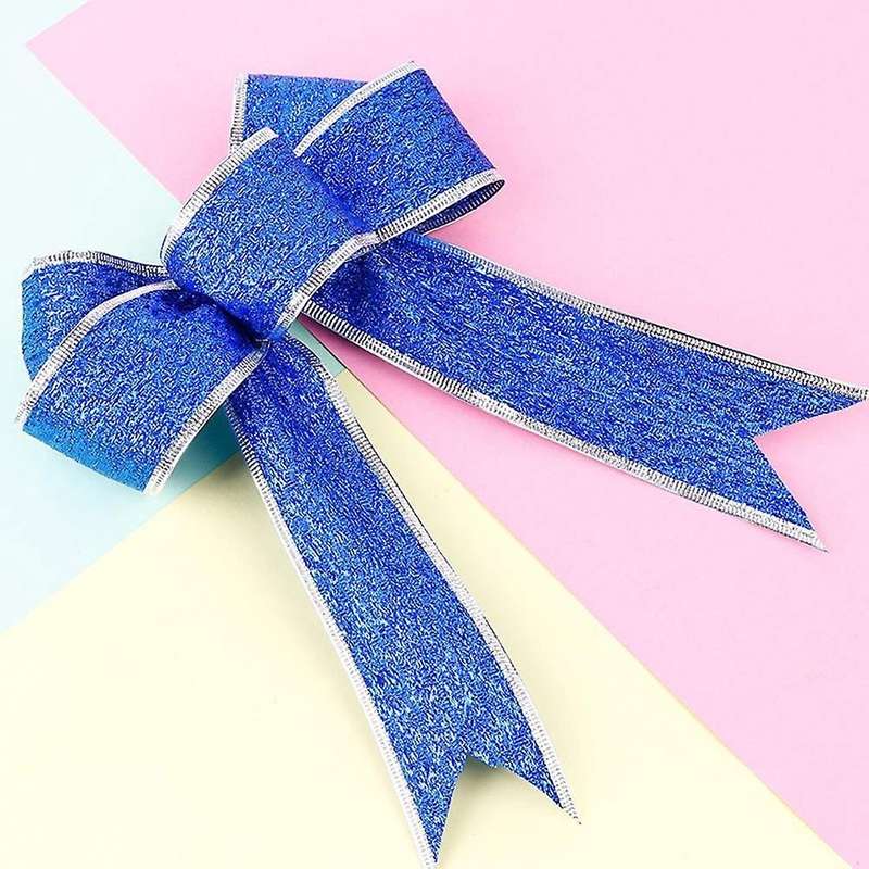 Christmas Sparkling Ribbon Bow Gift, Christmas Tree Decor(blue,5 Pcs)