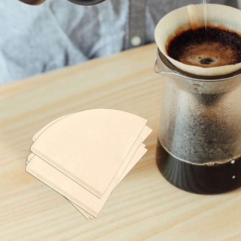 80x Filter Cup Coffee Filter Papers Wooden Drip Paper Cone Shape