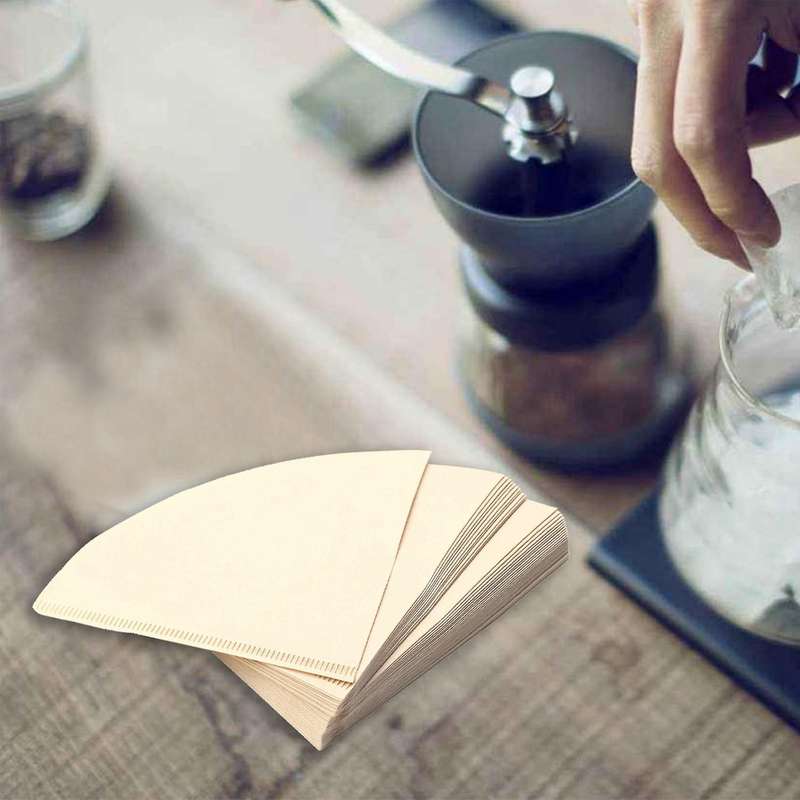 80x Filter Cup Coffee Filter Papers Wooden Drip Paper Cone Shape