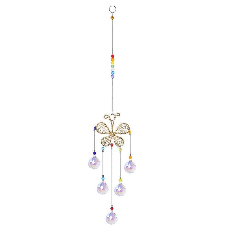 Hanging Crystal Suncatcher Ornaments with Butterfly Decor Rainbow