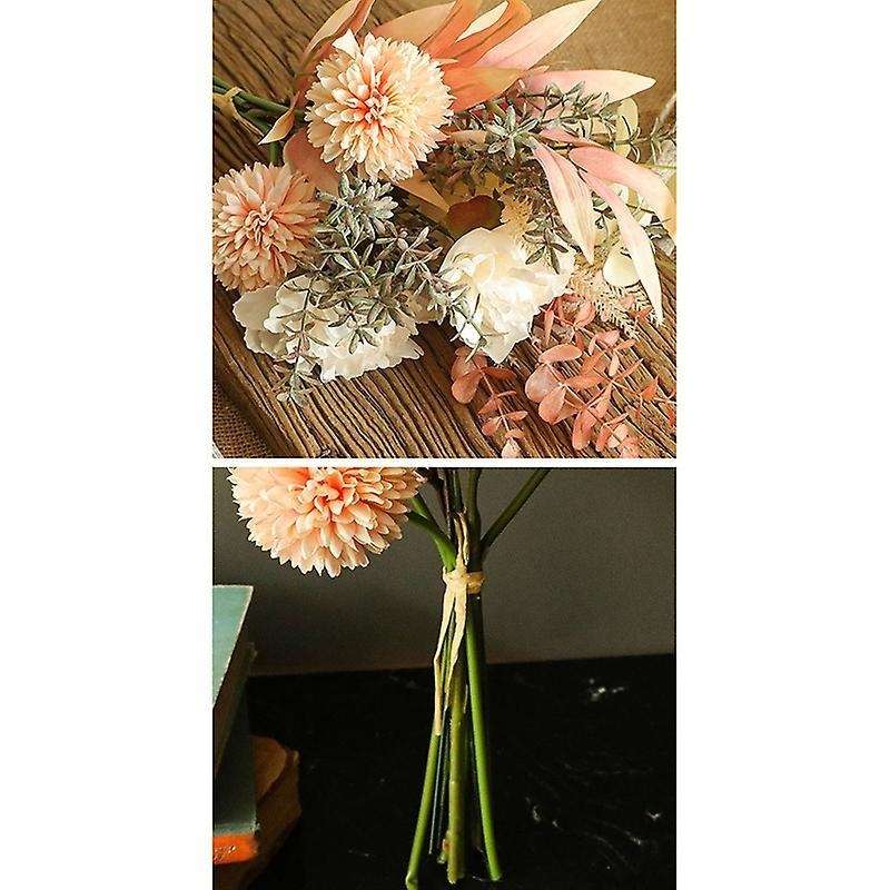 Dandelion Peony Hybrid Flower Bouquet Artificial Fake Autumn Flowers