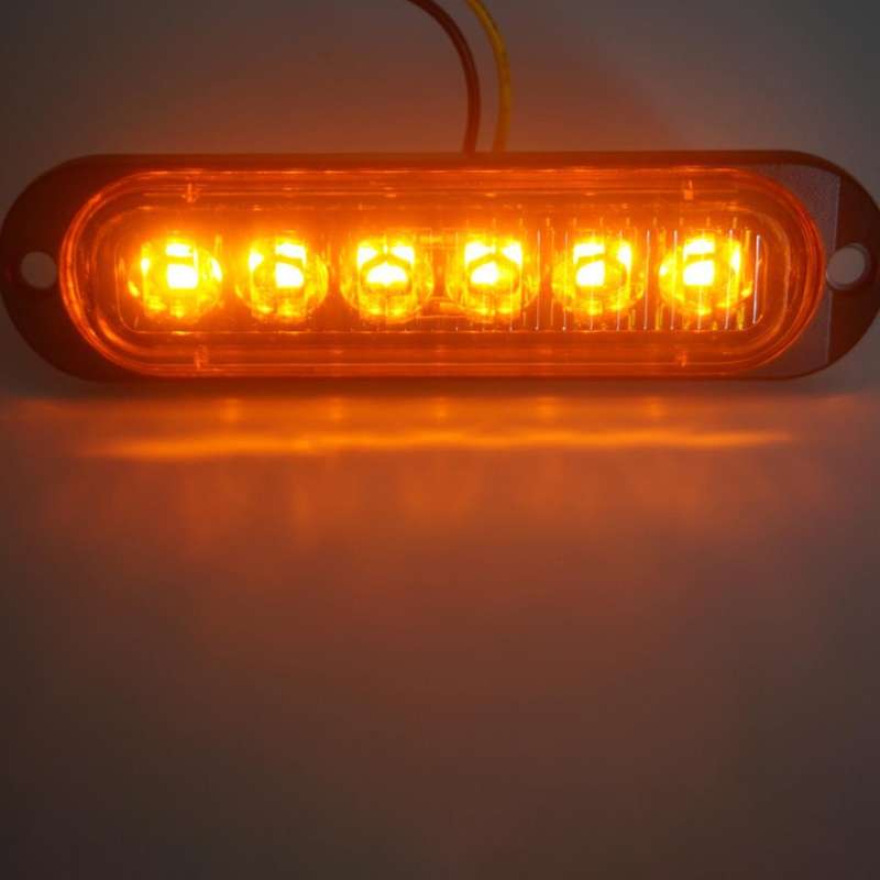 4pcs 6led Led Light Head Emergency Beacon Hazard Warning Light Orange