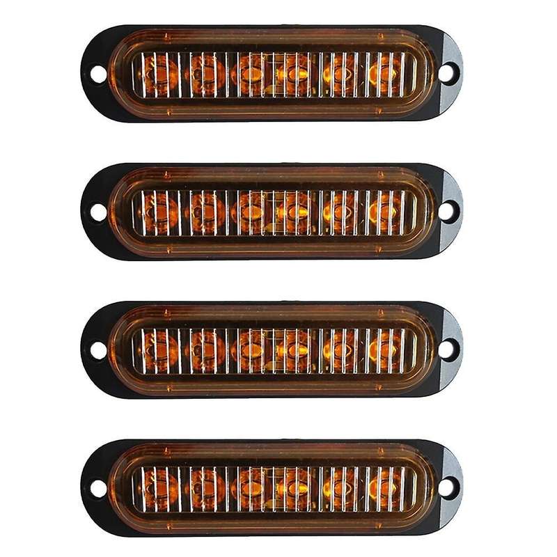 4pcs 6led Led Light Head Emergency Beacon Hazard Warning Light Orange