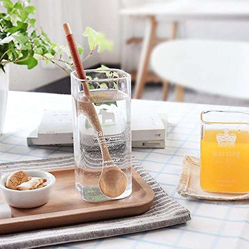 4 Pcs Wooden Spoons Teaspoon Ice Cream Spoon for Coffee Tea Jam Salts