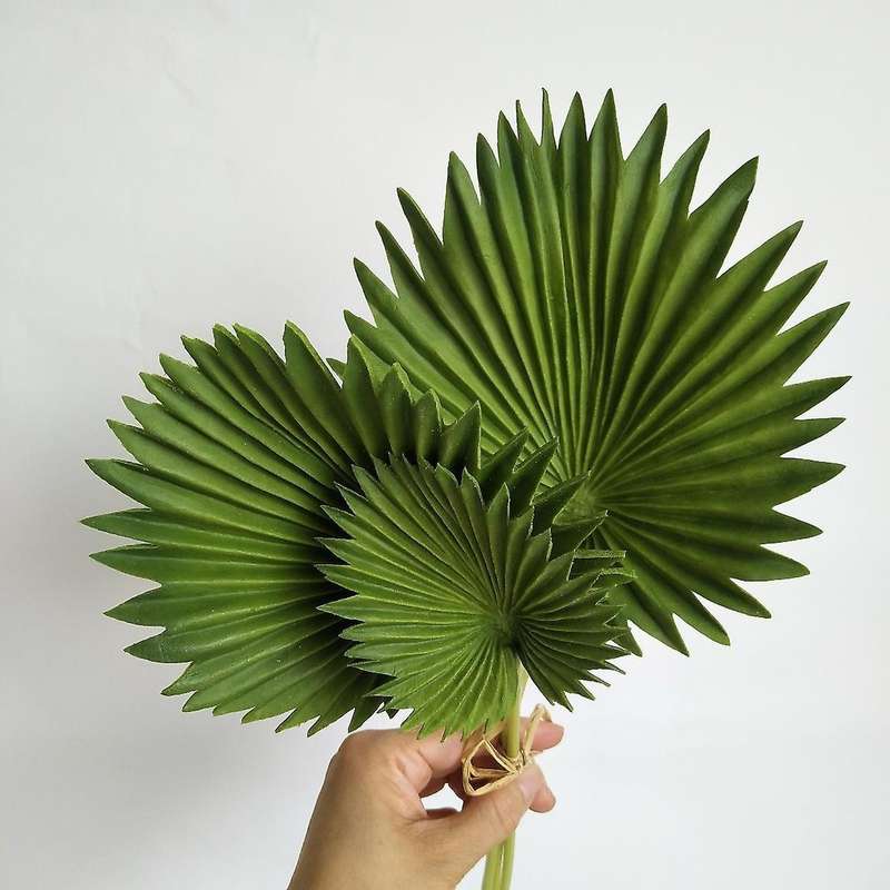 3pcs Artificial Palm Leaves Bunch Green Fake Plants Home Decoration