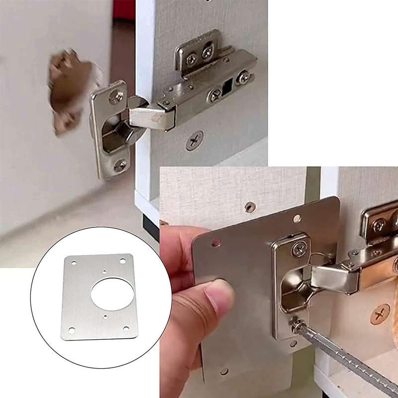 4pcs Hinge Repair Plate Stainless Steel Bracket Cabinet Hinge