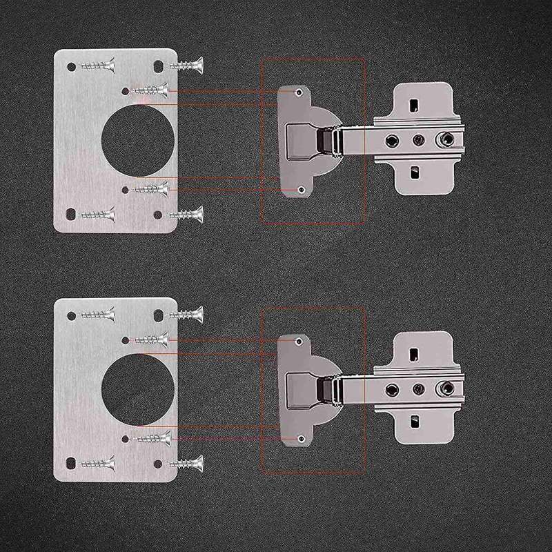 4pcs Hinge Repair Plate Stainless Steel Bracket Cabinet Hinge