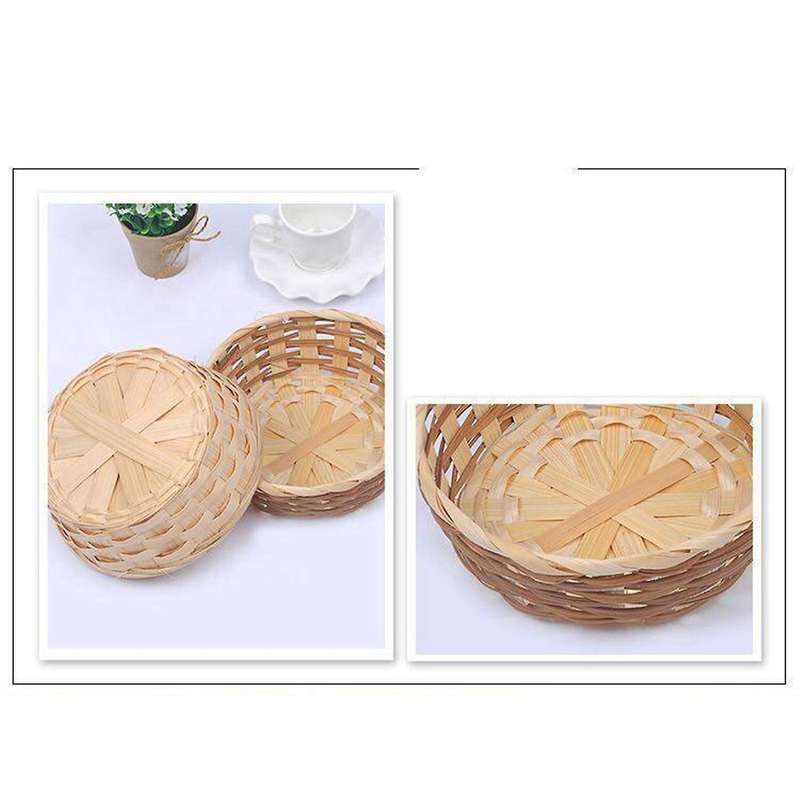 Handmade 7inch Bread Serving Basket Fruit Tray for Food Snack 2 Pcs
