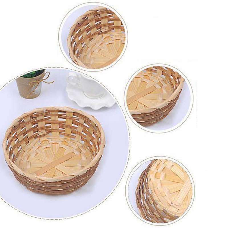 Handmade 7inch Bread Serving Basket Fruit Tray for Food Snack 2 Pcs