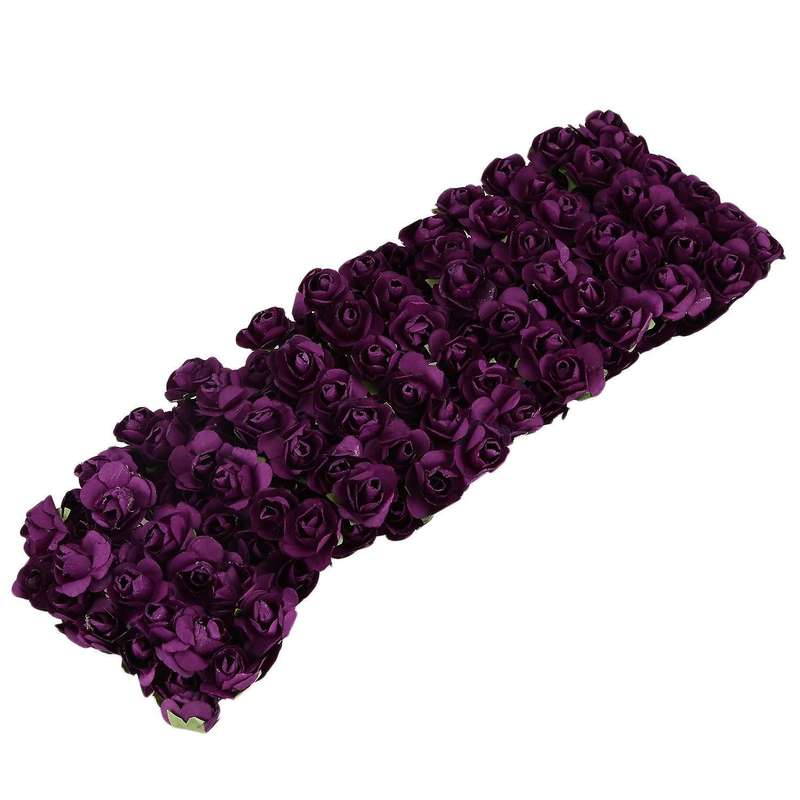 144pcs Mini Petite Paper Artificial Rose Buds Flowers, Purple