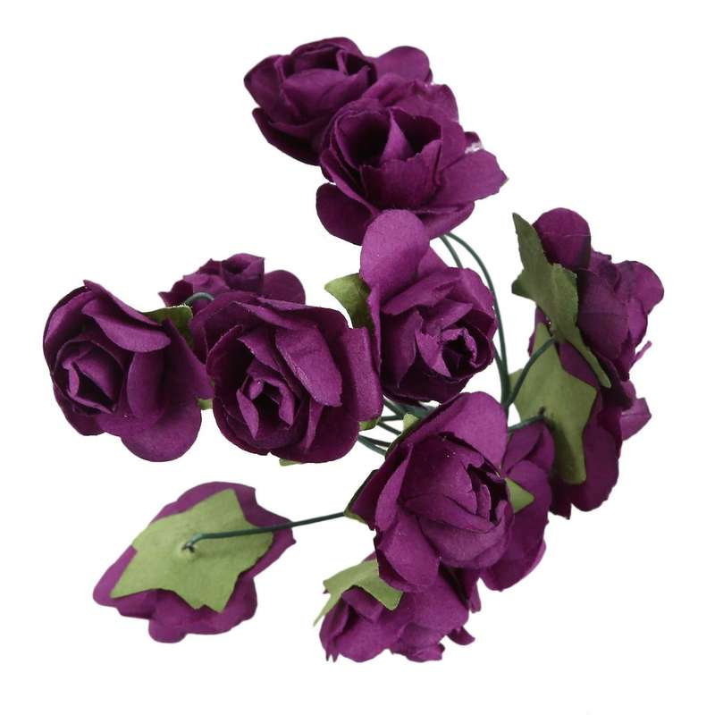 144pcs Mini Petite Paper Artificial Rose Buds Flowers, Purple